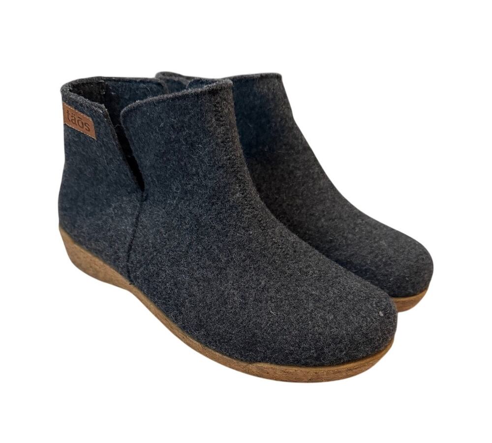 Taos Good Wool Boots Charcoal Gray Felt Slippers Shoes Unisex Size EU 41 US W 10